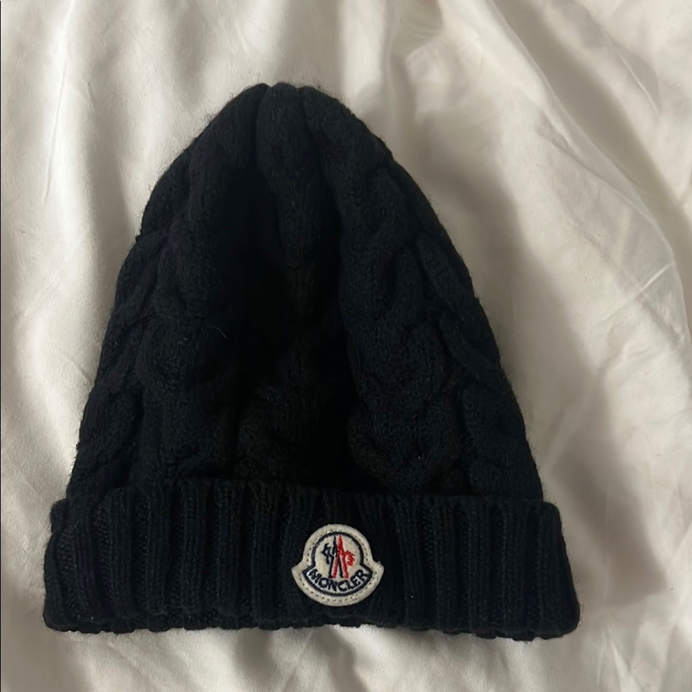 Moncler Black Cable Knit Beanie
